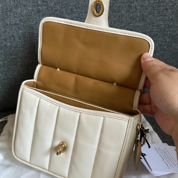 NWT! Coach Willis Top Handle 18 With Quilting Nappa Leather In Chalk C3844 - Picture 8 of 12